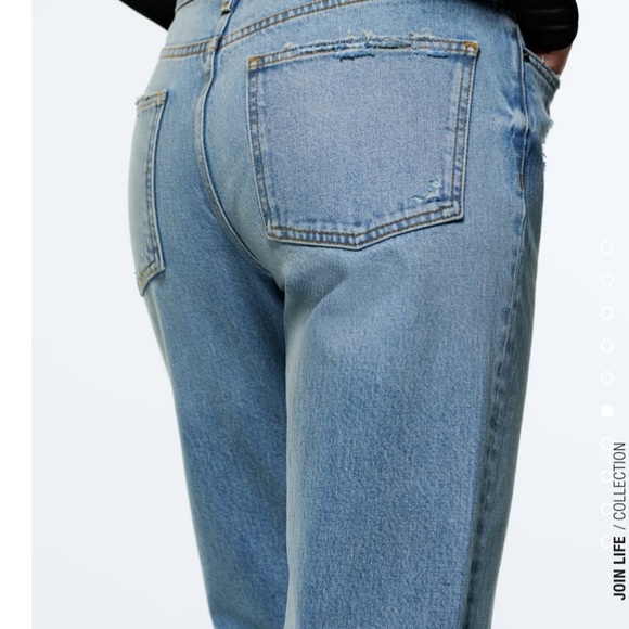 Zara ZW THE DISTRESSED CIGARETTE RELAXED JEANS nwt 36 4 - Picture 7 of 12